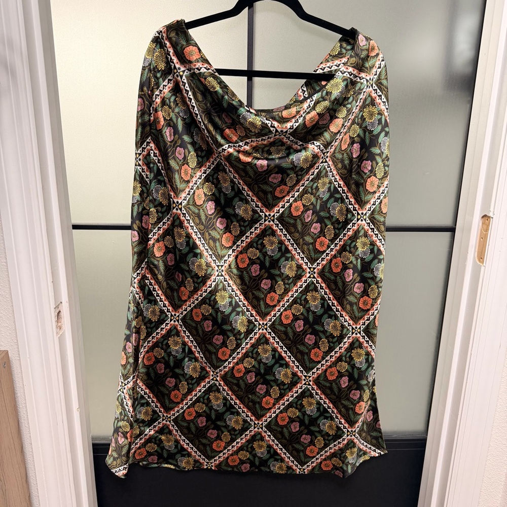 NWT Target Floral Black Green Maxi Skirt Side Slit Boho Folk Artsy Size XXL